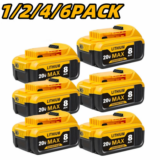 20V 8.0Ah Lithium-Ion Replacement Battery for DeWalt Cordless Tools Compatible with DCB200 DCB203 DCB204 DCB205 DCB206 DCB180 DCD DCF DCG DCS Series High Capacity Rechargeable