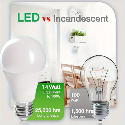 A19 LED Light Bulb 14W 1100 Lumens 4500K Daylight White 85+ CRI Non-Dimmable – E26 Base No Flicker High Brightness Bulb for Home Bedroom Office Kitchen Living Room Lamp, 6 Pack