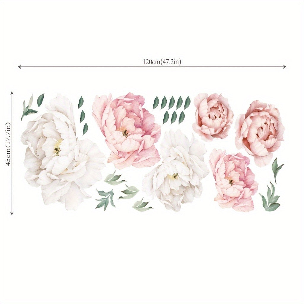 1pc European Peony Flower Waterproof Sticker, Anti-collision Glass Multifunctional Home Decoration Sticker, 17. 7in * 47. 2in