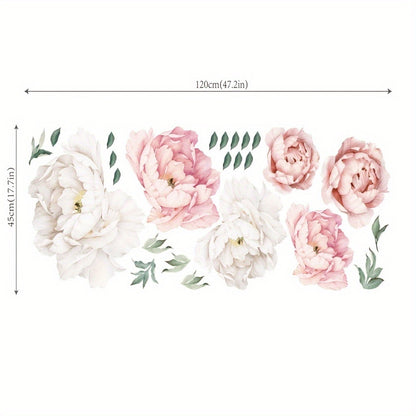 1pc European Peony Flower Waterproof Sticker, Anti-collision Glass Multifunctional Home Decoration Sticker, 17. 7in * 47. 2in