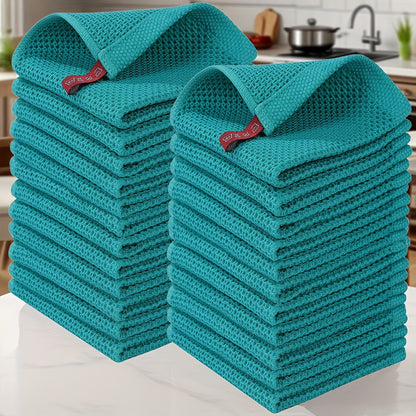 23pcs 100% Cotton Waffle Weave Kitchen Dish Cloths, Ultra Soft Absorbent Quick Drying Dish Towels, 12 X 12 Inches, Great for Cooking, Cleaning And Wiping Hands, Kitchen Decor And Accessories.
