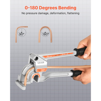 VEVOR 3 in 1 Lever Pipe Tube Bender for 1/4", 3/8", 1/2" (12.7mm) O.D. 0-180° Bending
