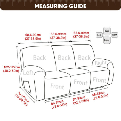 3SEATS 8pcs Recliner Slipcover Set, Flexible And Soft Slide Sleeve, Furniture Protector with Pocket, Suitable for Sofa Office Living Room