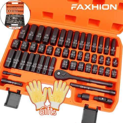 Professional Auto & Bicycle Repair Tool Set 50/53PCS – Ratchet Wrench Kit | Racing-Grade Car Maintenance Tools | Socket Set for Auto Parts, Bike & Machinery Repair | Orange