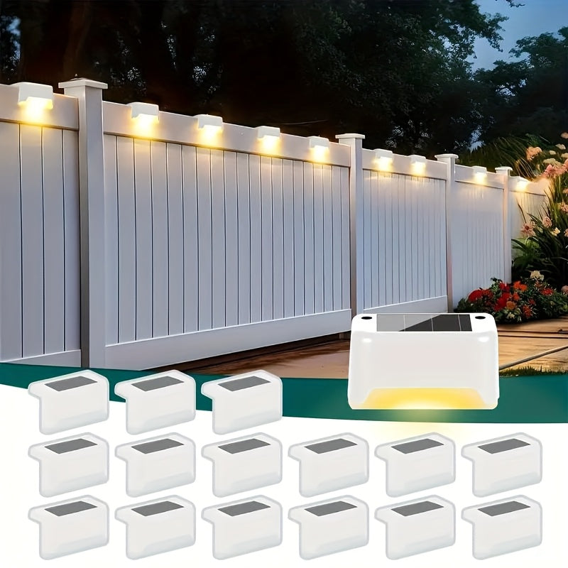 32pcs/16pcs/8pcs Solar Powered LED Deck Lights - Auto On/Off, 12 Hours Continuous Lighting for Outdoor Stairs, Fence, Pathway, Ideal Step Light for Commercial Spaces Like Malls, Hotels, And Libraries, Fence Lights for Business