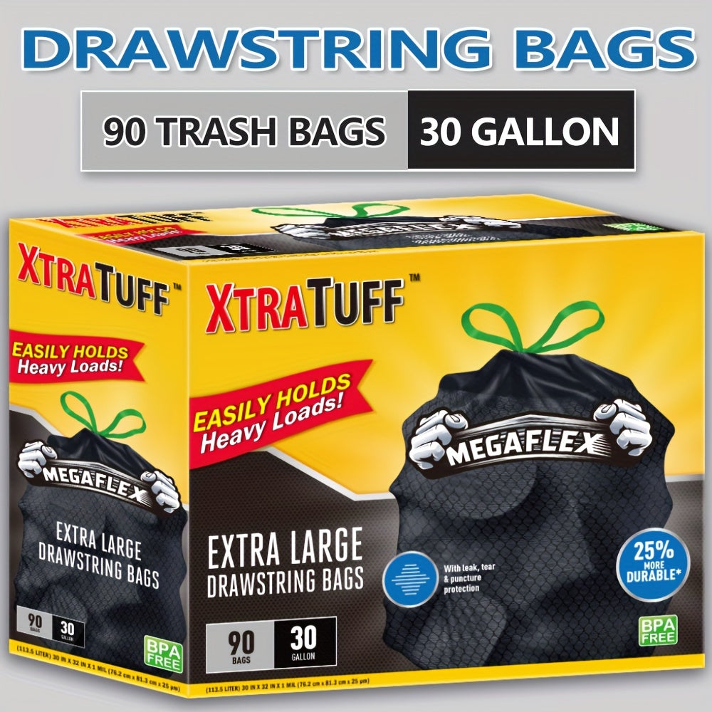 Boxed Disposable Non Tear Garbage Bags 50 Bags/Roll Puncture Tear Resistant Trash Bags, 30/13 Gallon Capacity, ODOR ELIMINATORTECHNOLOGY Kitchen Drawstring Garbage Bags Fresh Clean Scent With Lemon Mint Scent, EASY TO USEDRAWSTRINGS MORE DURABLE