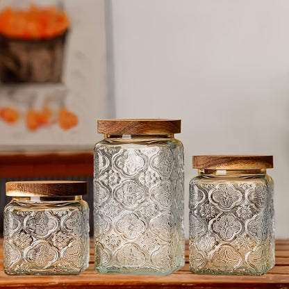 Organize Your Kitchen Essentials with This Versatile 3pcs Set Of Mason Jars And Air-tight Glass Storage Containers with Lids (16.91oz-25.36oz-33.81oz), Perfect for Pantry Storage Of Sugar, Flour, Grains, Coffee, Spices, Cereal, Cookies, And Dry Snacks.