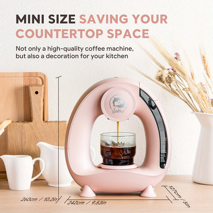 4-8oz Single Serve Coffee Maker 2in 1 Americano Mini Coffee Machine Compatible with Coffee Ground & K Cup, Automatic Drip Coffee Maker/Tea Maker for Home Travel, Fast Brewing & Quiet