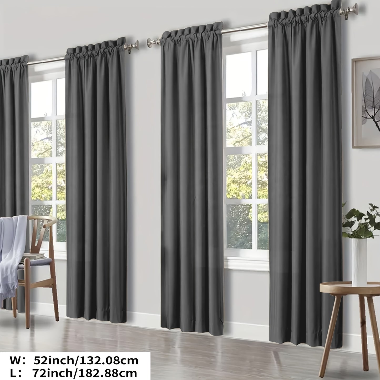 YOULEYAR 4 Panel Modern Blackout Thermal Insulated Energy Saving Curtain Drapes - Blocking Thermal, Solid Color Panels Suitable for Bedroom, Living Room, - Rod Pocket, Year-Round Use