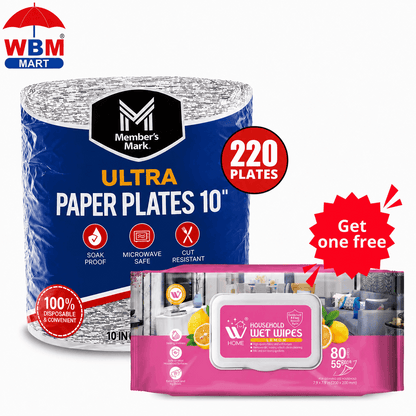154/220 - Premium Paper Plates, 10 Inch Microwave-Safe, Cut Resistant, Soak-Proof, Sturdy Disposable Plates For Everyday Breakfast, Lunch, & Dinner Meals, Kitchen Decor, Kitchen Accessories, Wedding, Camping, Independence Day, Daily, Household ItemsUltra,