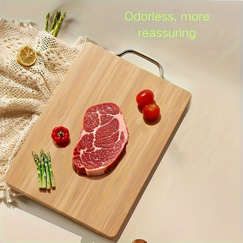 1pc Bamboo Cutting Board, Multiple Sizes Available 8.66x12.6inch 10.24x14.17inch 11.02x15.75inch 14.17x10.24inch, Double-Sided Sturdy Bamboo Chopping Board, Household Kitchen Food Prep Board for Fruit Vegetable Meat Cutting