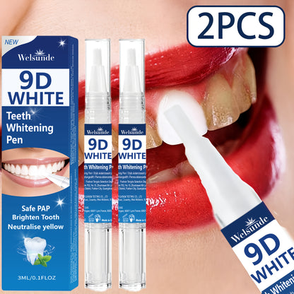 2pcs 9D Beautiful Teeth Whites Pen, Offers Powerful Cleaning, Neutralise Yellow, Bright Teeth, Cares for Gums, No Rinsing, for Home & Travel Easy Application, Confidence to Show White Teeth, Not Afraid of , Essential Oral Care for Everyone
