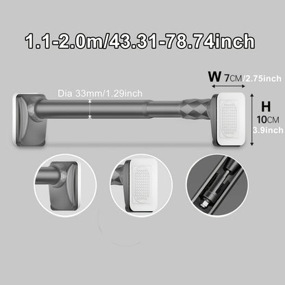 15.75inch - 196.85inch No Drilling Curtain Rail 33Mm Diameter Telescopic Shower Curtain Rod, Extendable Telescopic Rod, Long Adjustable Curtain Rod for Large Windows