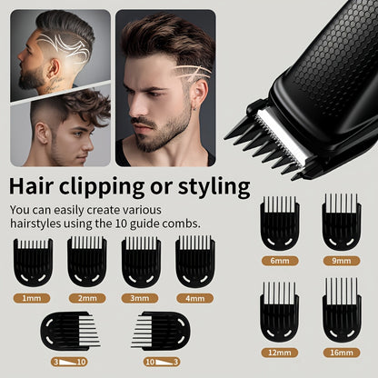 WEEME Men'S Beard Trimmer, Hair Clippers And Electric Shaver, Cordless Clippers for Facial, Mustache And Body Hair, Rechargeable Grooming Tool, Perfect Gift for Men, Black