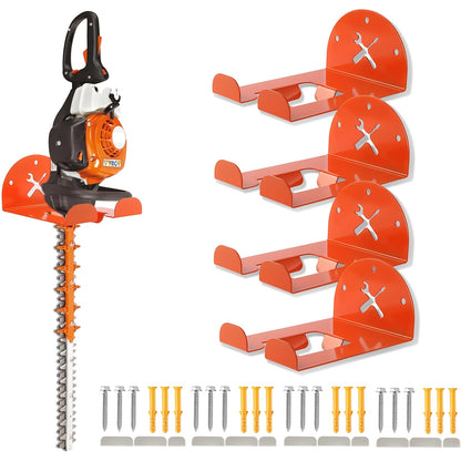 Upgraded Garage Storage Hooks Trimmer Rack Wall Mount, 8" Heavy Duty Weed Eater Hanger for Garage Wall Bracket, Garden Power Tool Holder Organizer Hooks for Grass Trimmer, Hedge Trimmer, Leaf Blower And Chainsaw, Utility Shelves