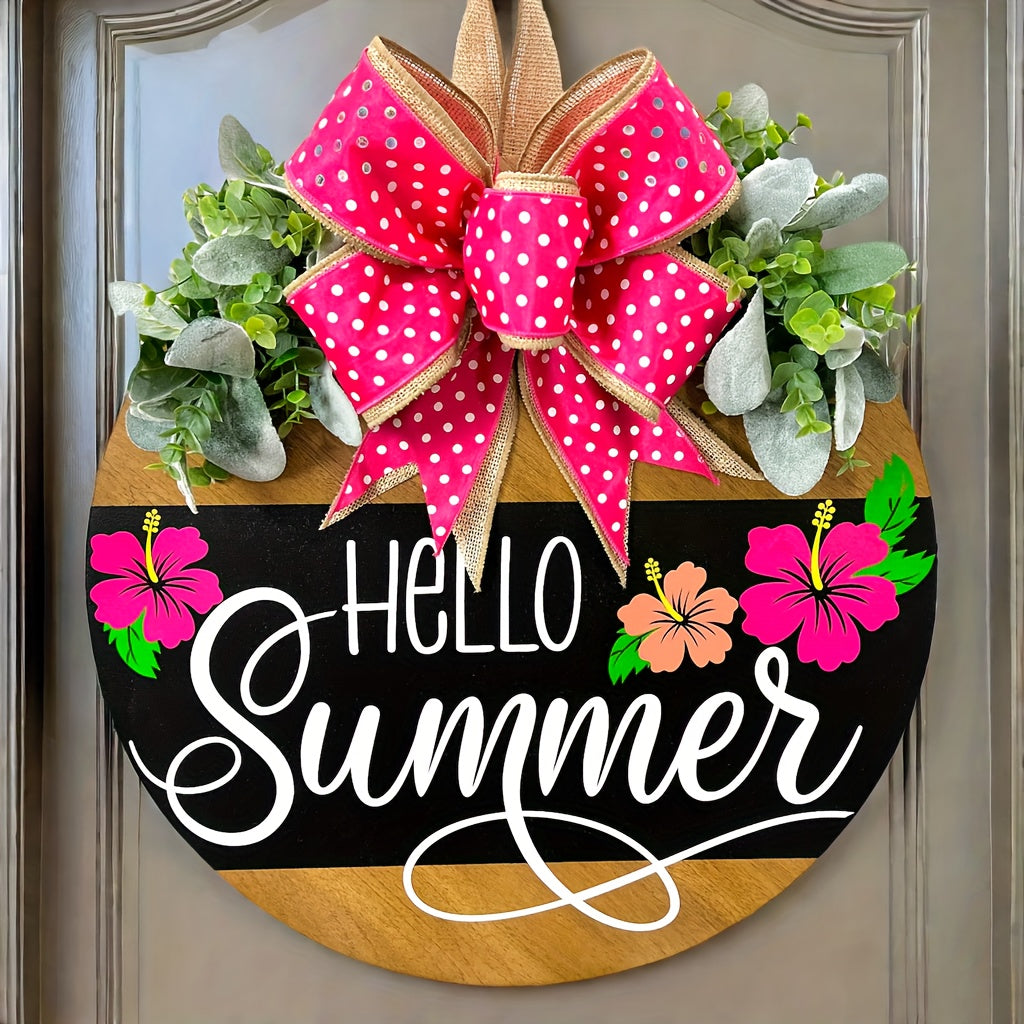 Hello Summer Door Hanger Front Door Decor Spring Door Hanger Summer Door Hanger Spring Wreath Summer Wreath All Season Wreath
