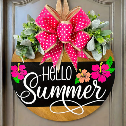 Hello Summer Door Hanger Front Door Decor Spring Door Hanger Summer Door Hanger Spring Wreath Summer Wreath All Season Wreath