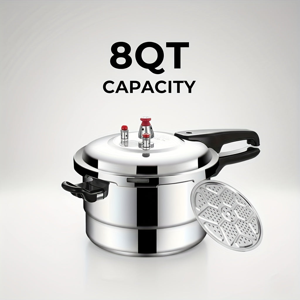 4.5/8Qt Aluminum Pressure Cooker with Exhaust Valve And Multiple Protections Suitable for Stovetop Pressure Cooker Ideal for Cooking Family Meals Or Catering Events Pressure Cooker Compatible with Gas And Induction Stoves Canning Rack Included