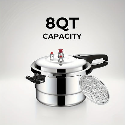 4.5/8Qt Aluminum Pressure Cooker with Exhaust Valve And Multiple Protections Suitable for Stovetop Pressure Cooker Ideal for Cooking Family Meals Or Catering Events Pressure Cooker Compatible with Gas And Induction Stoves Canning Rack Included