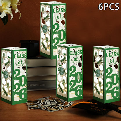 Large 6pcs Graduation Centerpiece Set - Class of 2026 Decorative Lantern Box, Suitable for University and High School Graduation Party Supplies, Party Kit