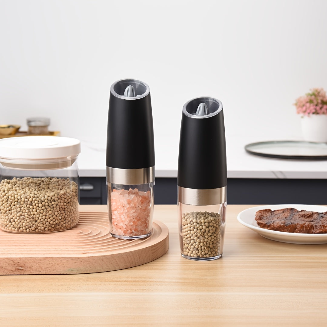[Holiday Gift] CLITON 1/2pcs Gravity-Sensing Electric Salt And Pepper Grinder, USB Rechargeable, LED Light, One-Hand Operation, Adjustable Coarseness Grinding, Rechargeable Electric Salt And Pepper Grinder Set, Holiday Gift, Optional Battery-Powered Versi