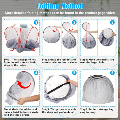 Large Pop-Up Mosquito Net, Foldable And Portable Mosquito Net for Beds, Camping, Travel, And Patios, No Setup Required, Mosquito-Proof, Ideal for Camping And Travel, Floor Bed Use, Compact And Foldable Mosquito Nets