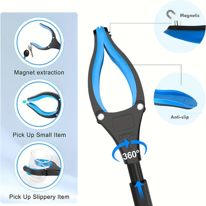 2-Pack 32" Grabber Reacher Tool- Foldable Trash Picker With 360° Rotating Jaw & Magnet, Extra Long & Heavy Duty Pick Up Stick For Seniors, Litter Picker, Mobility Aid