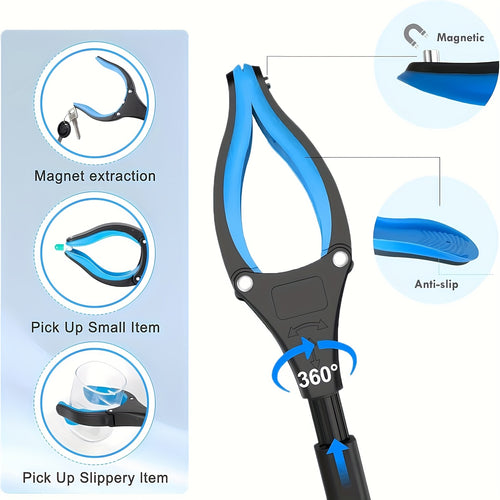 2-Pack 32" Grabber Reacher Tool- Foldable Trash Picker With 360° Rotating Jaw & Magnet, Extra Long & Heavy Duty Pick Up Stick For Seniors, Litter Picker, Mobility Aid