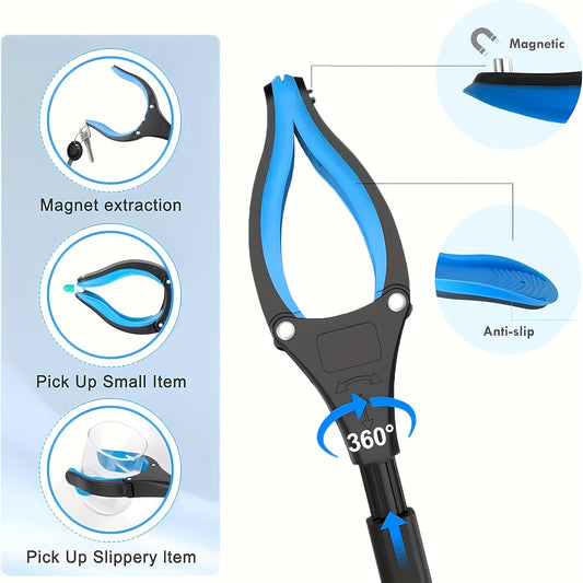 2-Pack 32" Grabber Reacher Tool- Foldable Trash Picker With 360° Rotating Jaw & Magnet, Extra Long & Heavy Duty Pick Up Stick For Seniors, Litter Picker, Mobility Aid