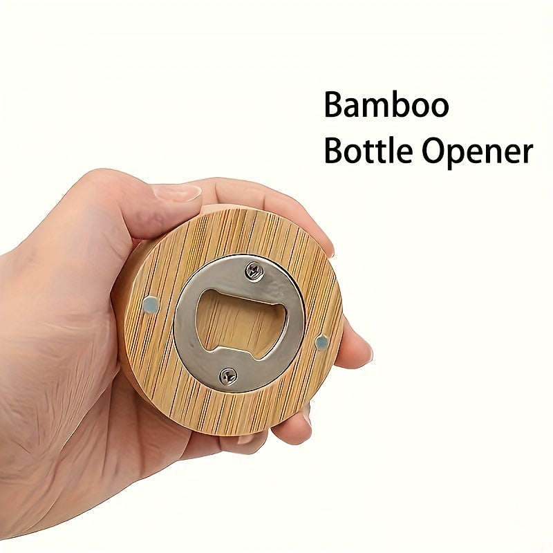20/40/80/160pcs Round Bamboo Magnetic Bottle Opener, Fridge Magnet, Blank Bamboo Opener For Weddings And Home Kitchen, Unique Guest Favors And Gifts