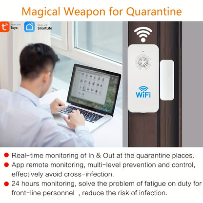 WiFi Door and Window Sensor 4-Pack, Tuya Smart Home Security Alarm System, No Hub Required, App Control, Compatible with Alexa & Google Home
