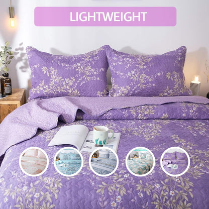 2/3pcs Light Floral Quilt Set, Cute Print All Season Lightweight Bedspread Coverlet Sets - Hypoallergenic and Breathable for Home, Bedroom, Guest Room, Camper, Cabin, RV, College Dorm - Shabby Chic