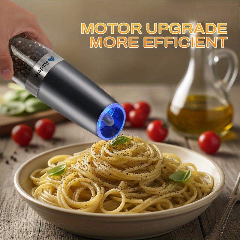 2pcs Gravity-sensing Electric Salt And Pepper Grinder Set, Battery-powered LED Light, One-hand Operation, Local Fast Delivery, Adjustable Coarseness Grinder, Black Kitchen Gadget, Salt And Pepper Grinder Electric 2pcs, Birthday Gift,