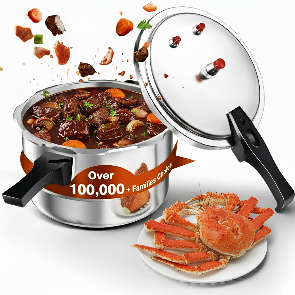 4.5/8Qt Aluminum Pressure Cooker with Exhaust Valve And Multiple Protections Suitable for Stovetop Pressure Cooker Ideal for Cooking Family Meals Or Catering Events Pressure Cooker Compatible with Gas And Induction Stoves Canning Rack Included