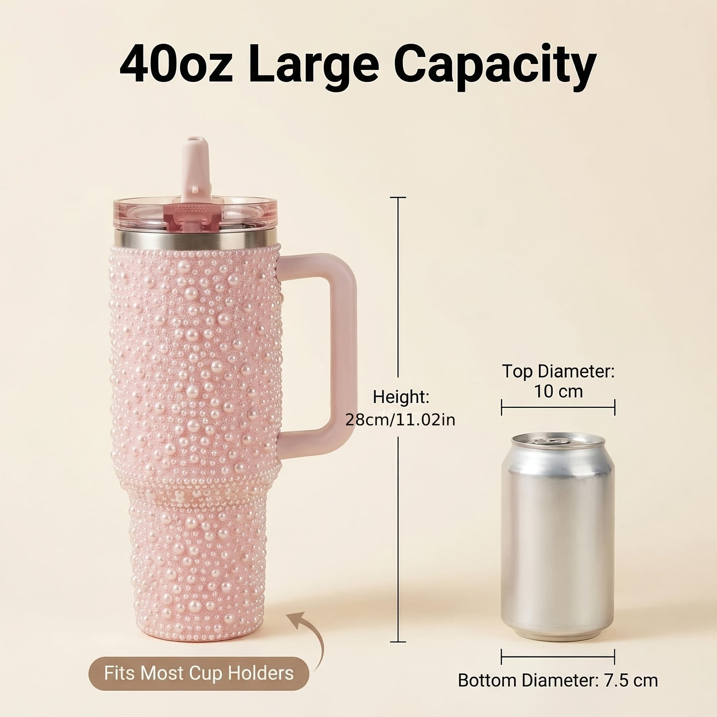 1pc 40oz Tumbler with Handle And Staw, Stainless Steel Double Wall Insulated Cup,, for Tumbler Heat Press Sublimation Oven Printing, Holiday Gift, Outdoor Sports, Travel Camping
