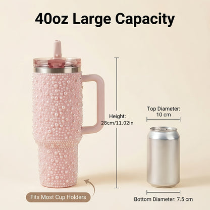 1pc 40oz Tumbler with Handle And Staw, Stainless Steel Double Wall Insulated Cup,, for Tumbler Heat Press Sublimation Oven Printing, Holiday Gift, Outdoor Sports, Travel Camping