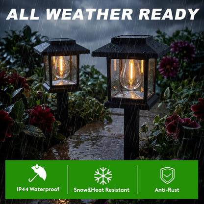 Solar Pathway Lights Outdoor, Black/Brown Upgraded LED Waterproof Solar Lights Outdoor, Up to 12Hrs, Auto On/Off, Garden Decor for Yard, Driveway, Walkway, Warm White