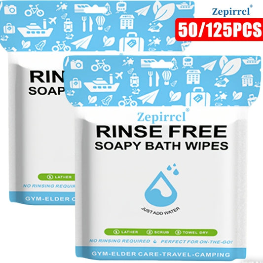 50/125pcs Disposable Bath Wipes That Clean The Body Quickly Without The Need for Rinsing Or Showering. Ideal for Travel, Outdoor Activities, Camping, Swimming, Fitness, And Outdoor Work. A Convenient Bathing Tool Measuring 11.81*11.81inch.