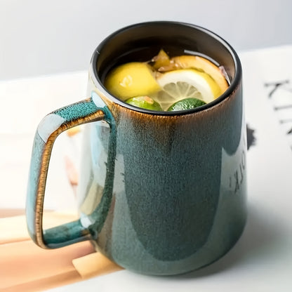 1pc, Large Ceramics 24 Oz Green Coffee Mugs, Large Handle Design, Microwave And Dishwasher Safe, Extra Large Tea And Coffee Cup For Office And Home
