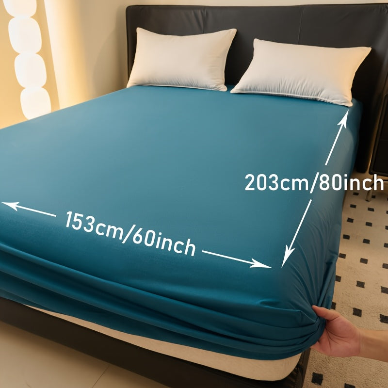 1pc Waterproof Fitted Sheet - Soft, Comfortable, Breathable Solid Color Mattress Cover, Ideal For Bedroom, Guest Room, Machine Washable Polyester Fabric, Breathable Liner, No Print Design, Dorm Room Essentials | Modern Aesthetic | Smooth Texture