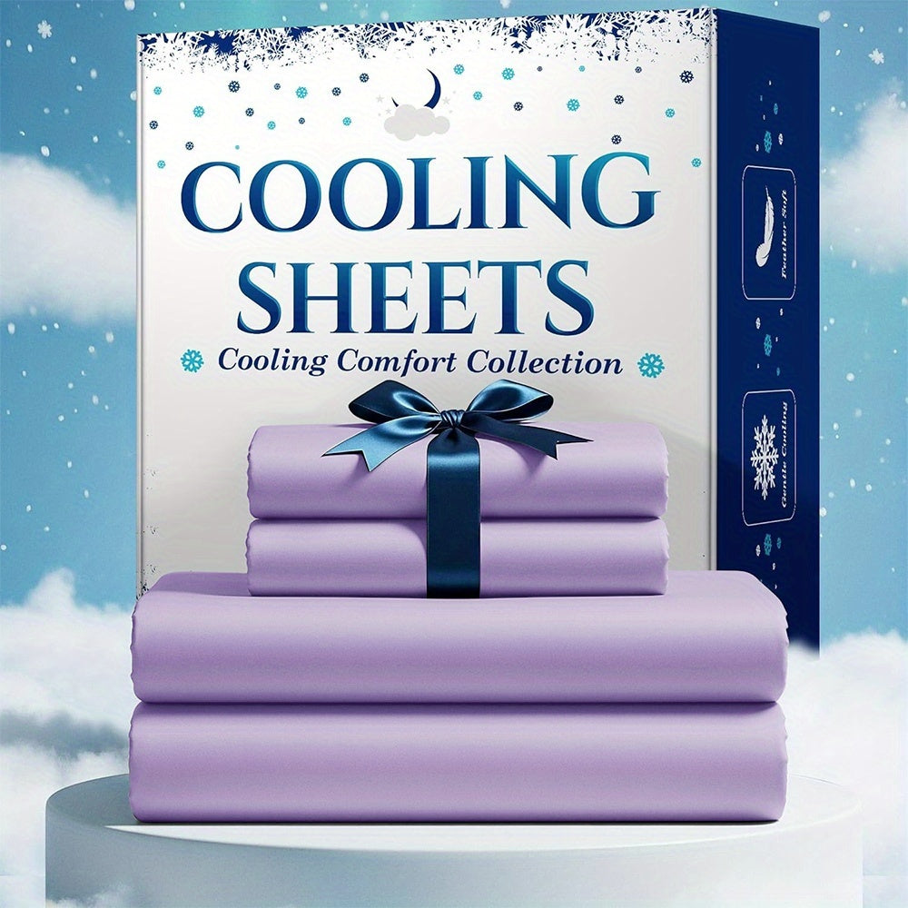 4pcs Bamboo Blend Cooling Bed Sheet Set - Kids Ultra Soft Breathable Sheets With Deep Pocket Fitted Sheet (18"-24" Height), Children, 2200 TC Cooling Fabric, Shrink & Wrinkle Resistant, For All-Season Comforter Fit, Hotel Luxury Christmas Gift