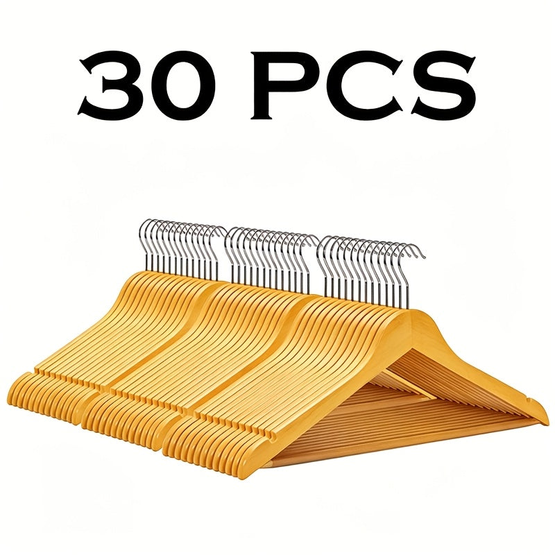 30/20/10 Home Premium Wooden Hangers - Durable & Slim Coat Hanger - Suit Hangers with 360-Degree Rotatable Hook - Wood Hangers with Shoulder Grooves (Natural Color)