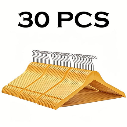 30/20/10 Home Premium Wooden Hangers - Durable & Slim Coat Hanger - Suit Hangers with 360-Degree Rotatable Hook - Wood Hangers with Shoulder Grooves (Natural Color)