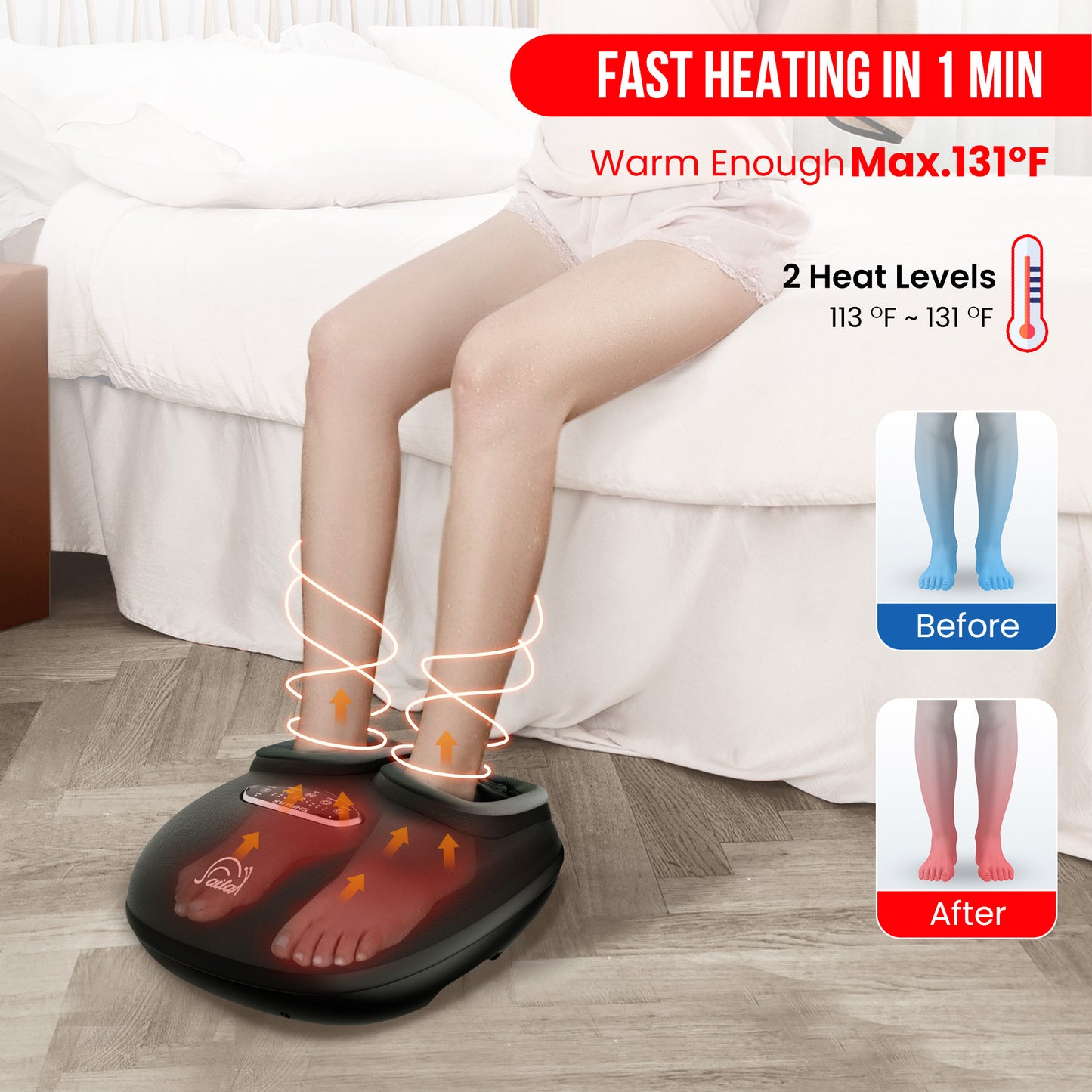 Snailax Shiatsu Foot Massager with Heat, Deep Kneading, Compression, Vibration, Christmas Gifts For Dad and Mom