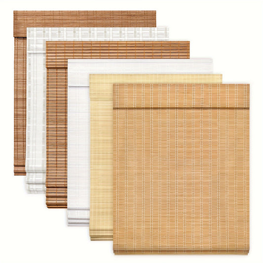 Cordless Bamboo Roman Shades, Light Filtering Window Treatment, Roll Up Bamboo Blinds for Window