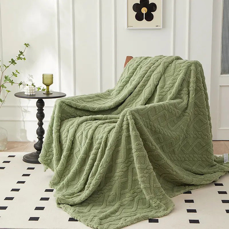 1pc Luxurious Fleece Blanket - Ultra-Soft 3D Plush With Dense Weave For Exceptional Warmth, Cozy Flannel Throw For Bed, Couch, Travel, And Outdoor Use - Versatile, Extra Warm, And Air-Conditioning Friendly Wrap, Best Gift for Christmas and Family, Suitabl