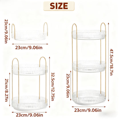 2/3 Floor Bathroom Trays 360 Rotating Makeup Organizer High-Capacity Skincare Clear Make Up Storage Perfume Organizers Detachable Multi-functional Assembly The Third Layer Comes with An Additional 2 U-shaped Hooks And 1 Tray, Bathroom Trays