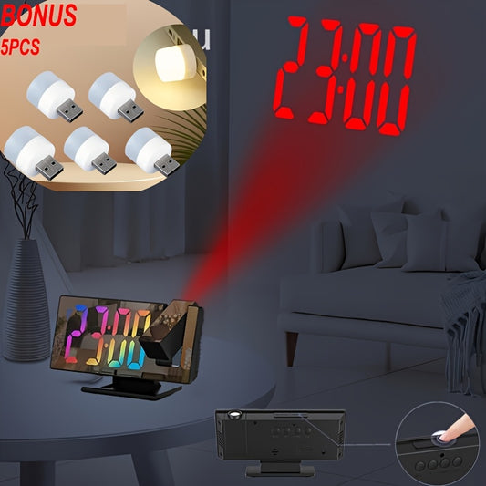 Multi-function Digital Alarm Clock with Large LED Mirror Screen, Temperature, Bedroom Date-Project Time and Alarm Clock