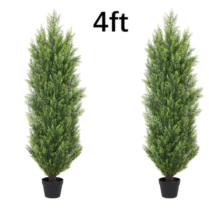 2 Pack Modern Cedar Topiary Trees | UV-Resistant & Low Maintenance Faux Greenery For Outdoor & Indoor | Decor For Patio, Garden, Office