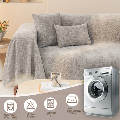 Super Soft Chenille Couch Protector - Durable, Pet-Friendly Solid Slipcover with Fringes for Living Room Decoration